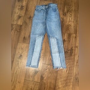Fashion Nova Light Blue Distressed Ankle Jeans